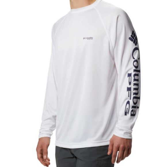 Columbia Shirts Mens White Columbia Pfg Terminal Tackle Long Sleeve